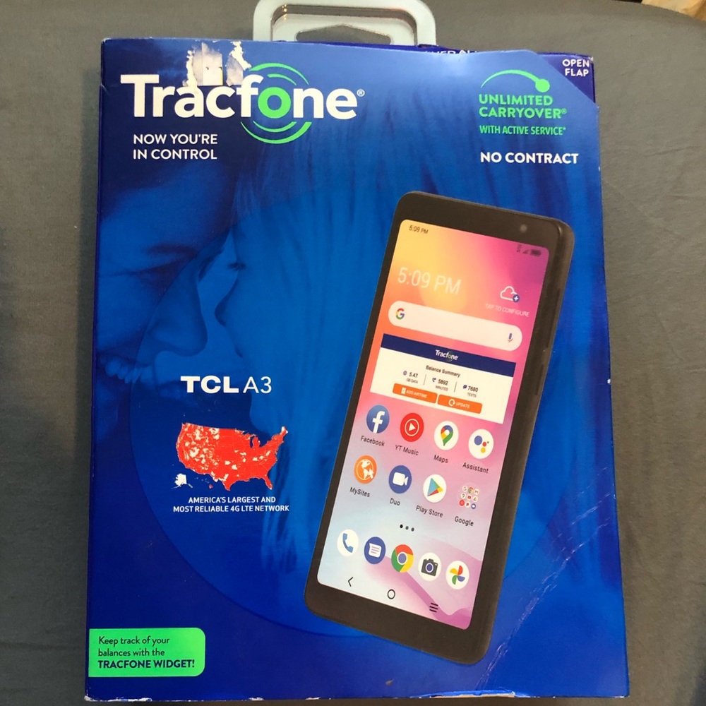Tracfone TCLA3 pre paid "burner" cell phone NEW